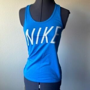Nike top workout tank racer back size XS dry fit blue white